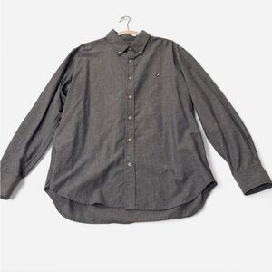 Men's Blue Button-Up Shirt with Embroidered Rocket